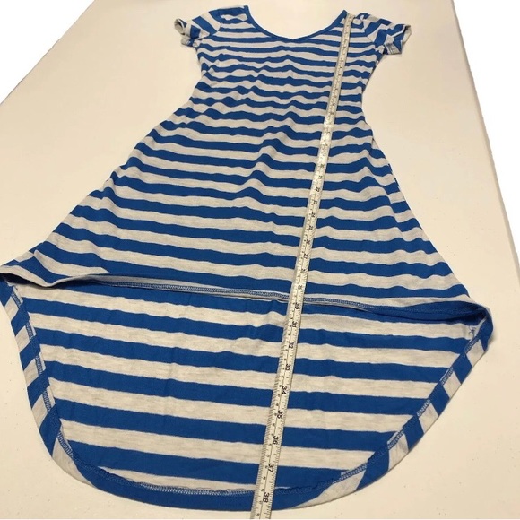 Planet Gold Junior’s Short Sleeve Hi-Low Hem Striped Blue & Light Grey Dress XS - Picture 6 of 8